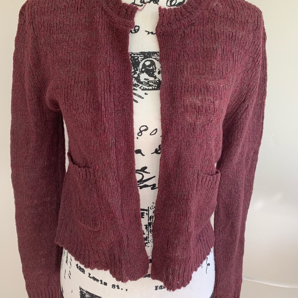 NWT - FreePeople Knit Burgundy Cardigan- Small